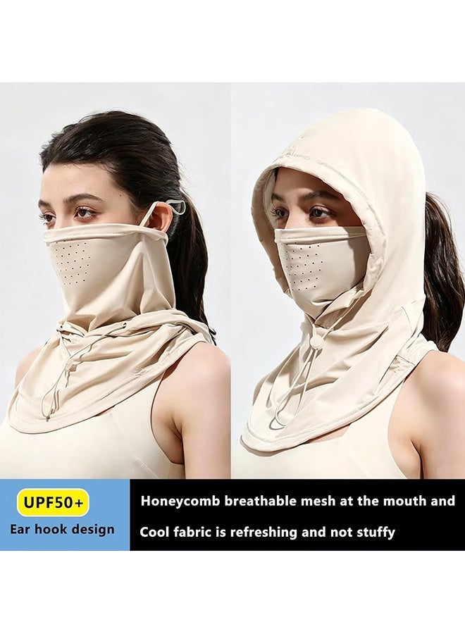 Wffo Summer UV Protection Balaclava Hat with Neck Guard & Face Mask for Cycling, Travel & Outdoor Activities - Unisex/Khaki - Image 3