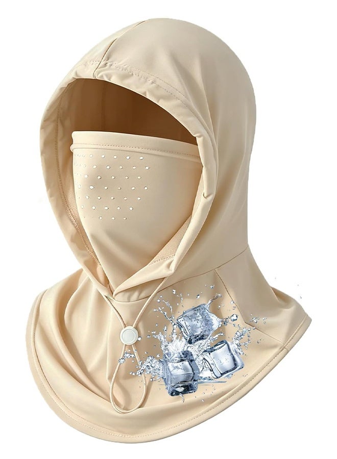 Wffo Summer UV Protection Balaclava Hat with Neck Guard & Face Mask for Cycling, Travel & Outdoor Activities - Unisex/Khaki - Image 1