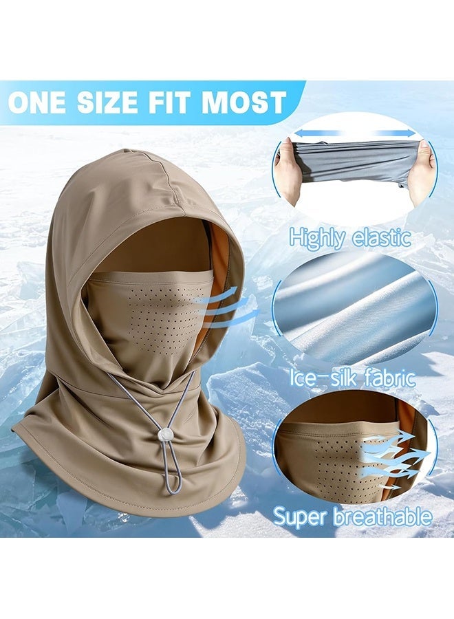 Wffo Summer UV Protection Balaclava Hat with Neck Guard & Face Mask for Cycling, Travel & Outdoor Activities - Unisex/Khaki - Image 2