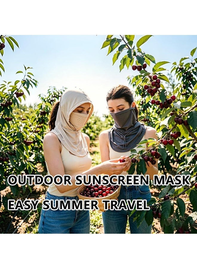 Wffo Summer UV Protection Balaclava Hat with Neck Guard & Face Mask for Cycling, Travel & Outdoor Activities - Unisex/Khaki - Image 5