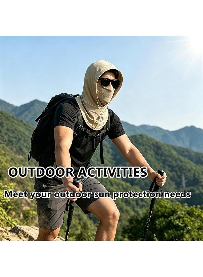 Wffo Summer UV Protection Balaclava Hat with Neck Guard & Face Mask for Cycling, Travel & Outdoor Activities - Unisex/Khaki - Image 4