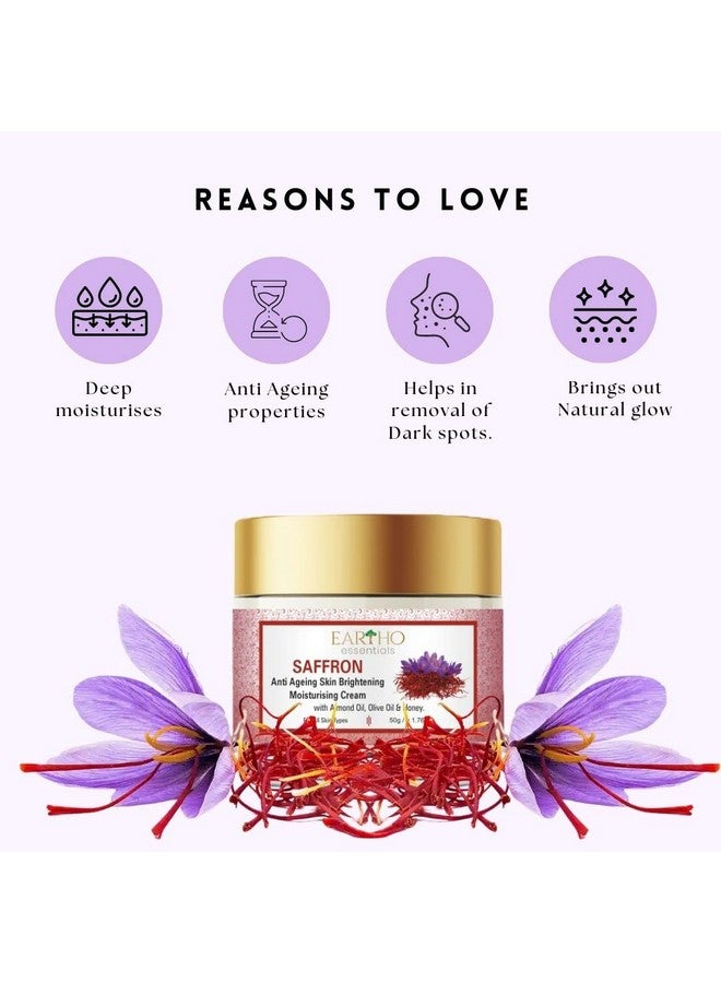 Eartho Essentials Saffron Anti Ageing Brightening Moisturising Cream with almond & honey 50g - Image 3