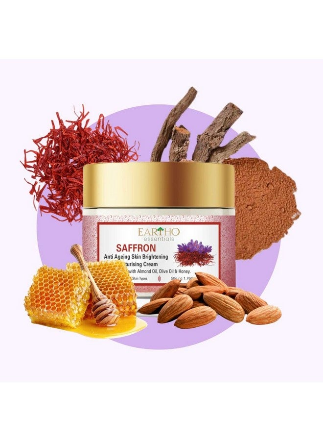 Eartho Essentials Saffron Anti Ageing Brightening Moisturising Cream with almond & honey 50g - Image 4