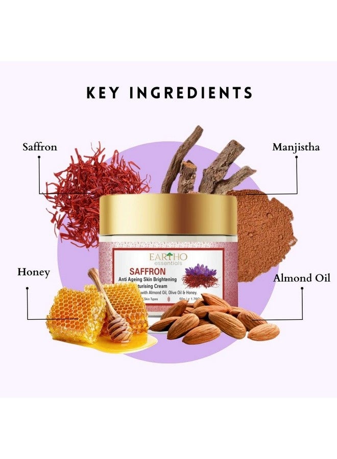 Eartho Essentials Saffron Anti Ageing Brightening Moisturising Cream with almond & honey 50g - Image 2