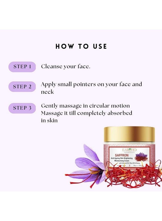 Eartho Essentials Saffron Anti Ageing Brightening Moisturising Cream with almond & honey 50g - Image 5