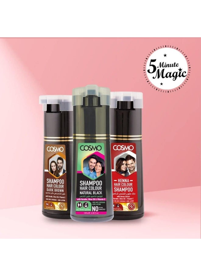 COSMO Dark Brown VIP Hair Colour Shampoo Unisex 180ml  - Image 5