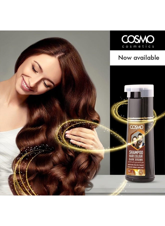 COSMO Dark Brown VIP Hair Colour Shampoo Unisex 180ml  - Image 3