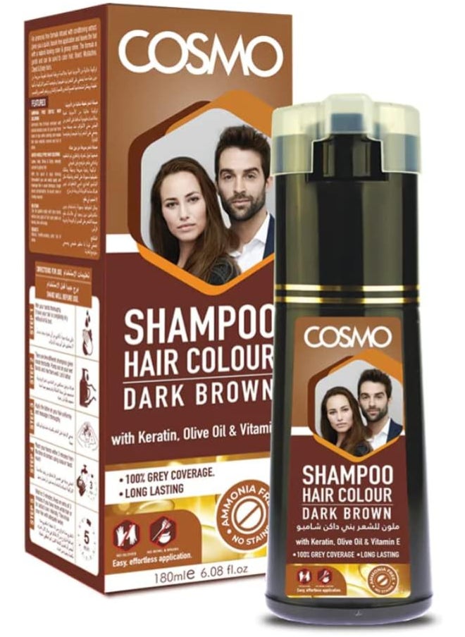 COSMO Dark Brown VIP Hair Colour Shampoo Unisex 180ml  - Image 2