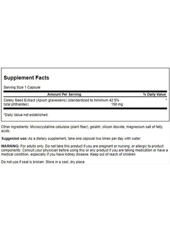 SWANSON مستخلص بذور الكرفس (سيلري) لصحة المسالك البولية دعم مضادات الأكسدة المواد الكيميائية النباتية الزيوت الطيارة مكمل أقصى قوة 150 ملغ 60 كبسولة - Image 2