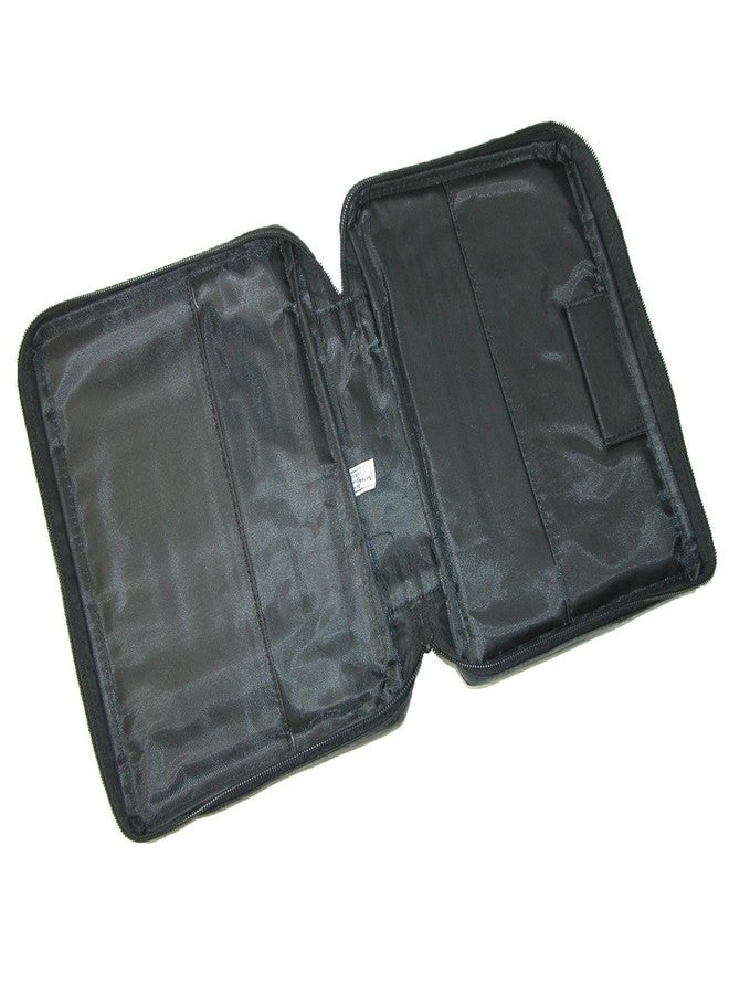 CTM Leather Bible Cover Case with Zippered Pockets and Handle, Black - Image 3