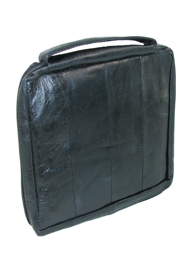 CTM Leather Bible Cover Case with Zippered Pockets and Handle, Black - Image 2