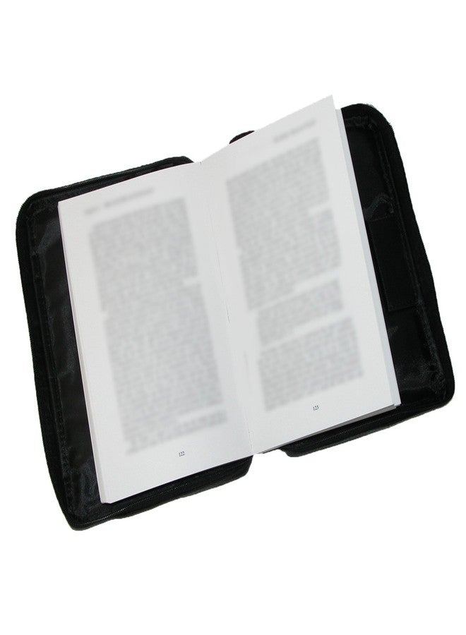 CTM Leather Bible Cover Case with Zippered Pockets and Handle, Black - Image 5