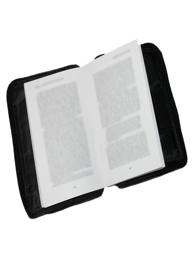 CTM Leather Bible Cover Case with Zippered Pockets and Handle, Black - Image 4