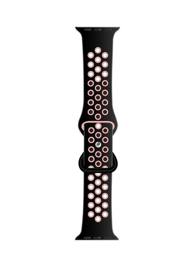 NIBEMINENT Replacement Watchband For Apple Watch Series 7 45mm/6 & SE 5 4 44mm/3 2 1 42mm Black/Light Pink - Image 1