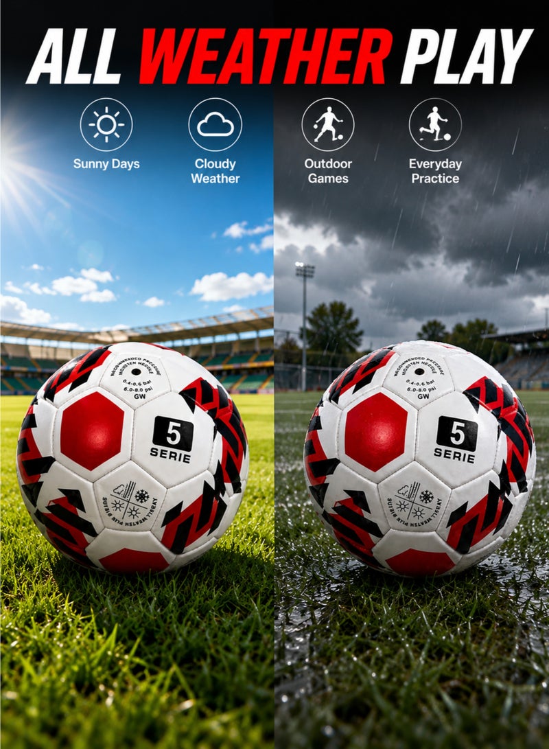 Size 5 Football Machine Stitched PU Soccer Ball for Training Matches Outdoor & All Weather Play - Image 4