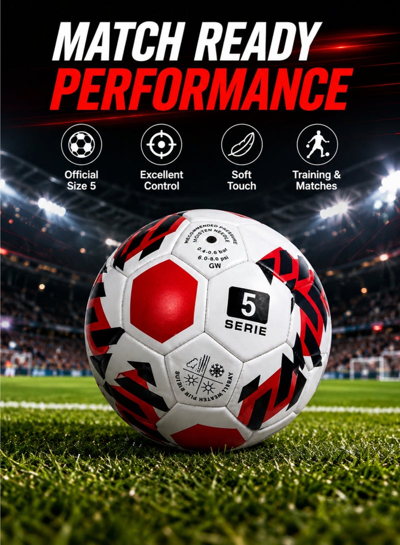 Size 5 Football Machine Stitched PU Soccer Ball for Training Matches Outdoor & All Weather Play - Image 2