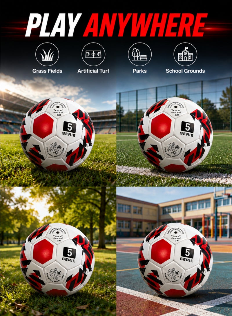 Size 5 Football Machine Stitched PU Soccer Ball for Training Matches Outdoor & All Weather Play - Image 3