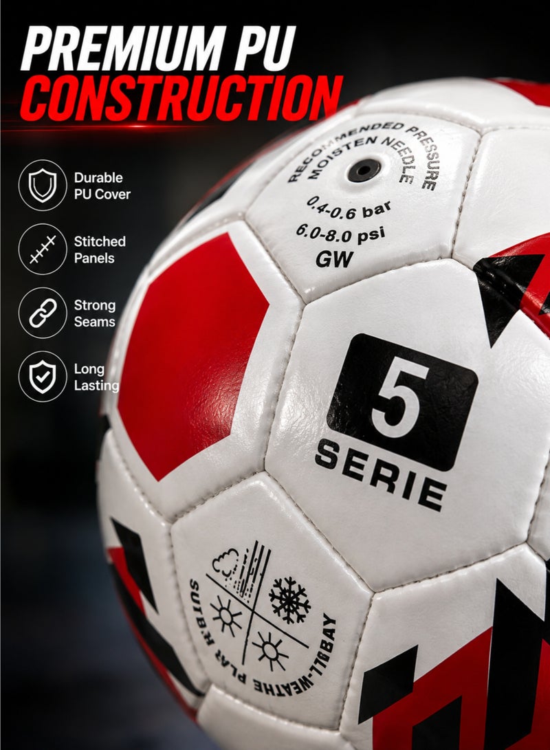 Size 5 Football Machine Stitched PU Soccer Ball for Training Matches Outdoor & All Weather Play - Image 5