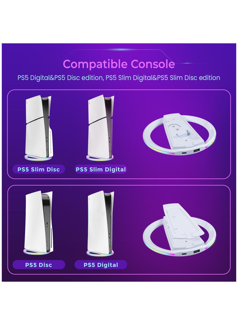 اعاره حامل عمودي RGB لأجهزة PS5 Slim/PS5 Pro، حامل عمودي لجهاز PlayStation 5 مزود بإضاءة لجهاز PS5 الرقمي/قرص PS5، PS5 Slim الرقمي/قرص PS5 Slim، PS5 Pro مع برغي - Image 4