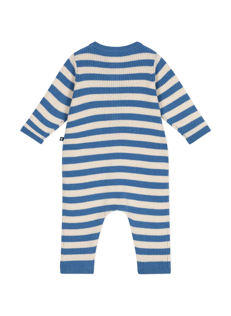 بيتي باتو Babies' stripy wool and cotton knit jumpsuit