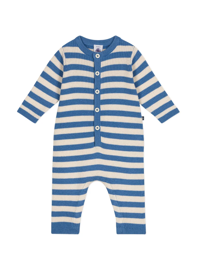 بيتي باتو Babies' stripy wool and cotton knit jumpsuit