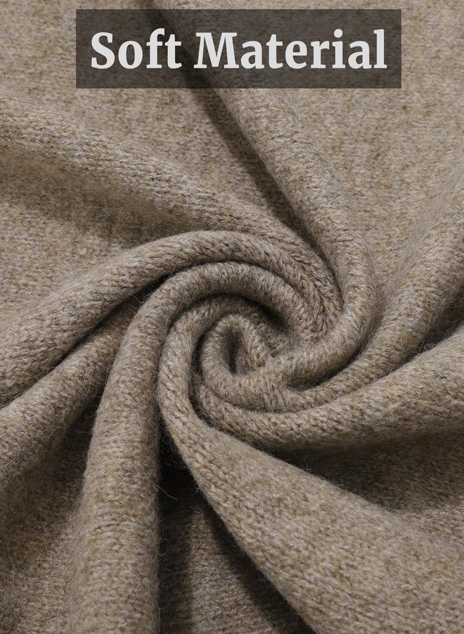 WELROG Winter Shawl Wraps for Women - Solid Color Knit Scarf Pashmina Wraps Warm Triangle Scarf（Khaki） - Image 5