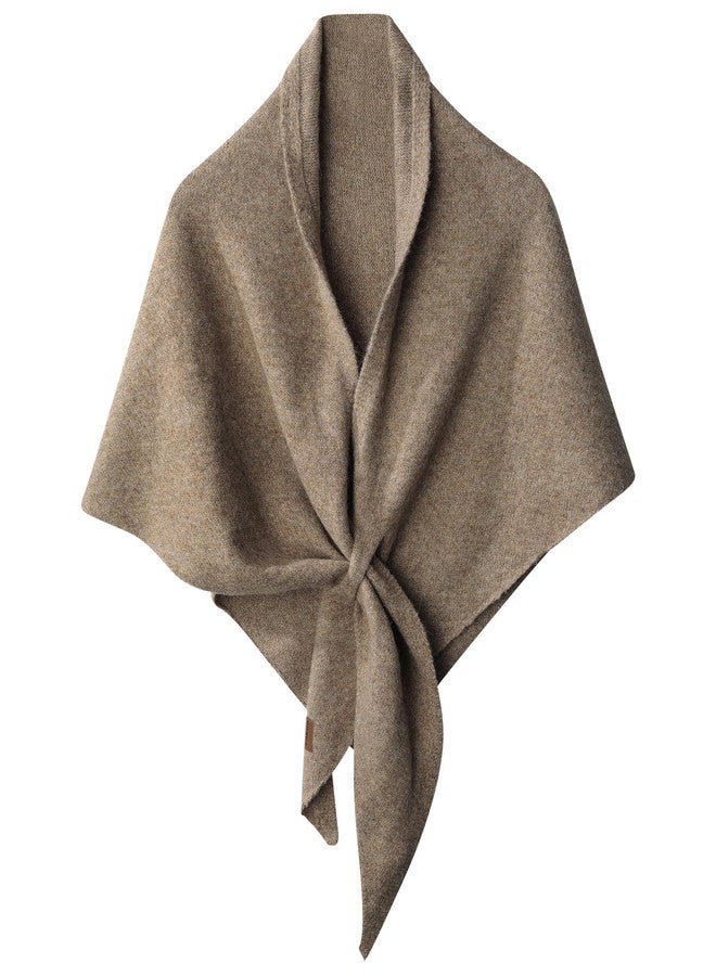 WELROG Winter Shawl Wraps for Women - Solid Color Knit Scarf Pashmina Wraps Warm Triangle Scarf（Khaki） - Image 1