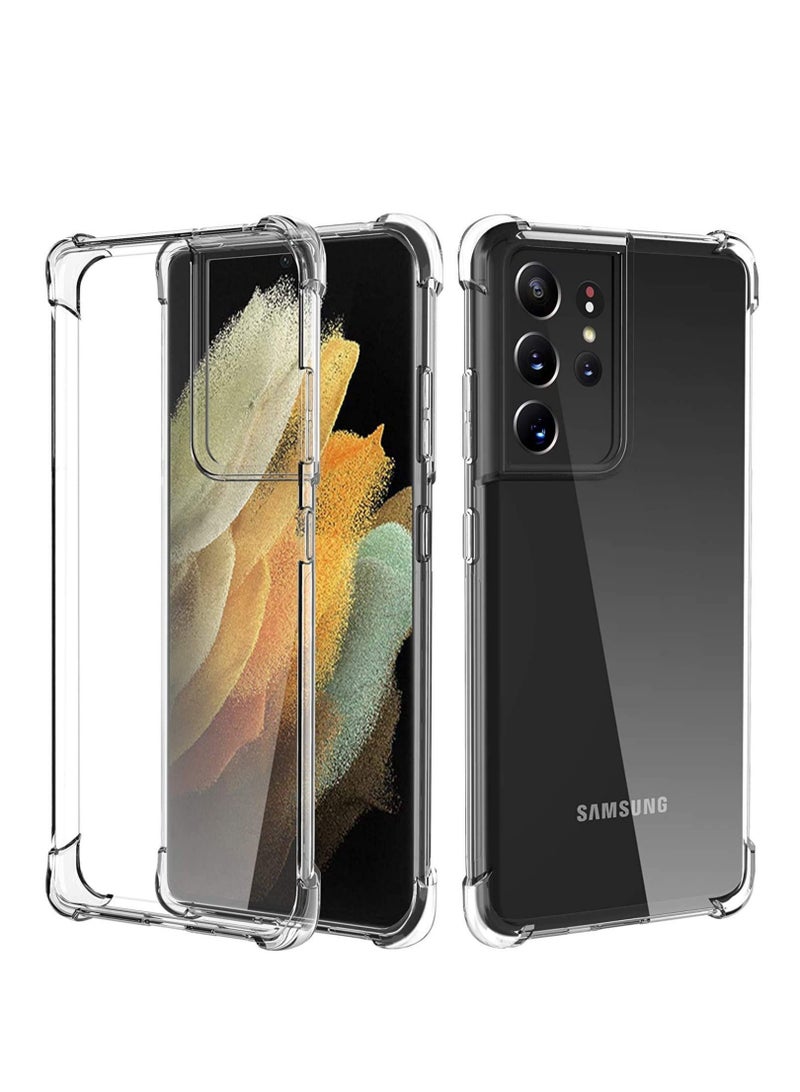 DUSALA Samsung Galaxy S21 Ultra 5G Case Cover Back Air Cushion Soft Silicone Shockproof Ultra Slim Premium Material Bumper Corner (Clear) - Image 1