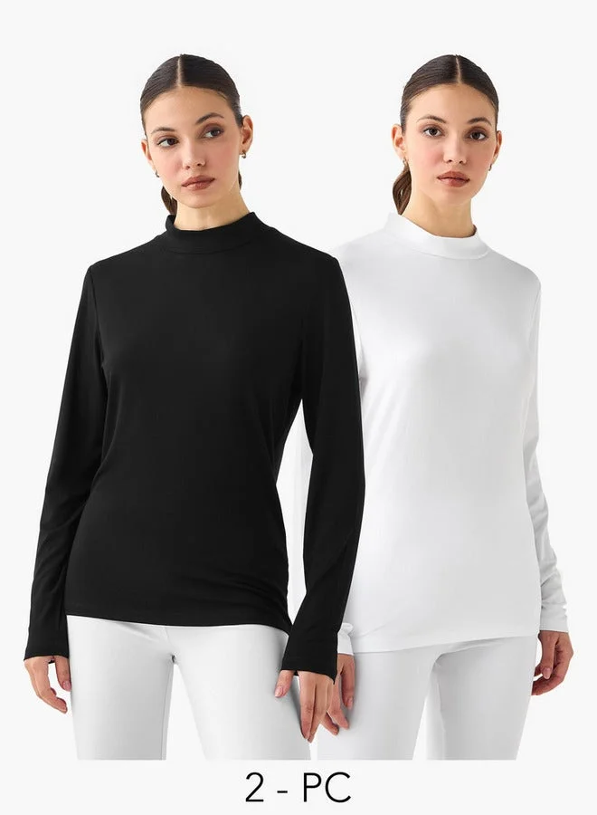 سبلاش فيڤ Regular Fit High Neck Long Sleeves T-shirt - Set of 2
