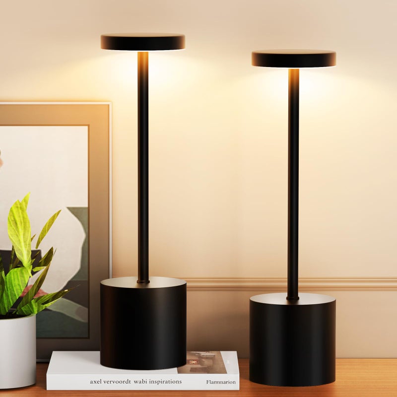AUDLES Cordless Table Lamp Set of 2 5000mAh Rechargeable Lamp with Touch Control Stepless Dimming 3 Light Modes IP54 Waterproof Portable Light for Dining Table Patio Bedroom Power Outage Black - Image 2