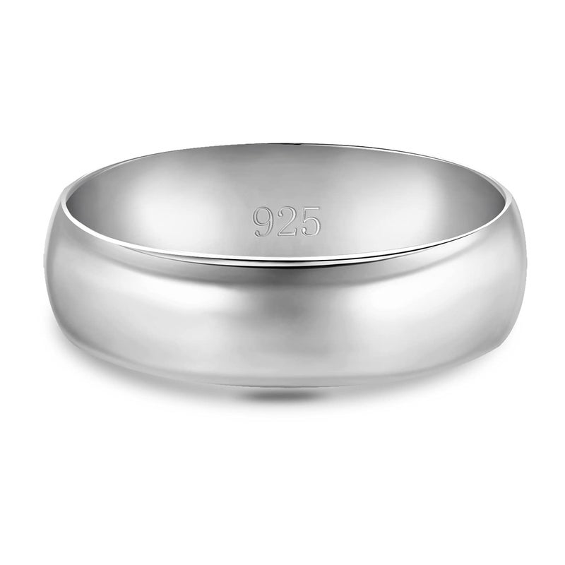 BORUO Silver Ring – 925 Pure Sterling Silver Ring - Sterling Silver Rings for Women – Elegant Silver Band Rings For Women and Men - Gifts for Special Occasions 6mm Ring Size 10.5 - Image 2