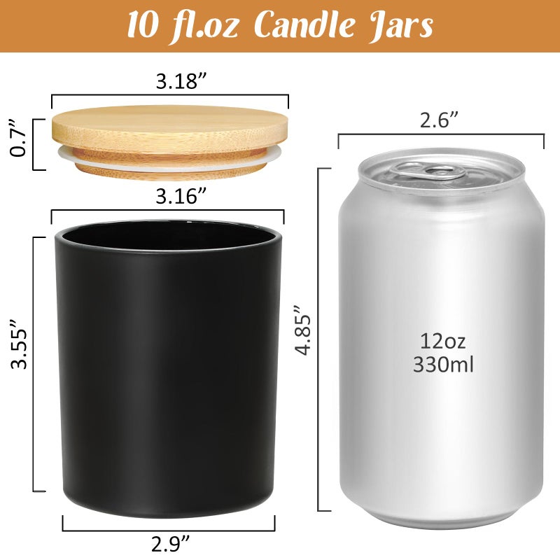 SUPMIND 30 Pack Glass Candle Jars-10oz Black Empty Candle Jars with Bamboo Lids, Bulk Candle Jars for Making Candles Containers - Dishwasher Safe - Image 2