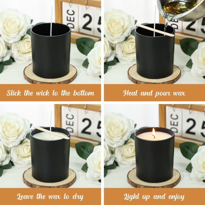 SUPMIND 30 Pack Glass Candle Jars-10oz Black Empty Candle Jars with Bamboo Lids, Bulk Candle Jars for Making Candles Containers - Dishwasher Safe - Image 4