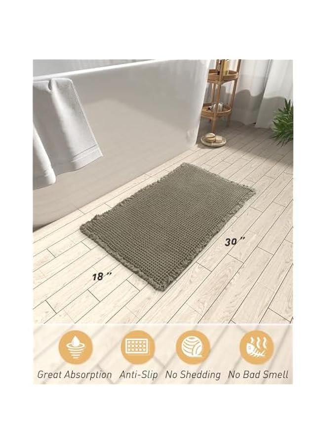 Upgraded Waffle Bath Mat, Super Absorbent Non Slip Bath Mats for Bathroom Floor, Machine Washable Bathroom Rugs with Tassels, Rubber Backed Bathroom Mats, Ultra Soft, 18 x 30, Green  - Image 2