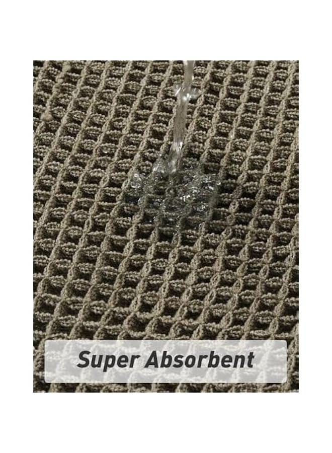 Upgraded Waffle Bath Mat, Super Absorbent Non Slip Bath Mats for Bathroom Floor, Machine Washable Bathroom Rugs with Tassels, Rubber Backed Bathroom Mats, Ultra Soft, 18 x 30, Green  - Image 3