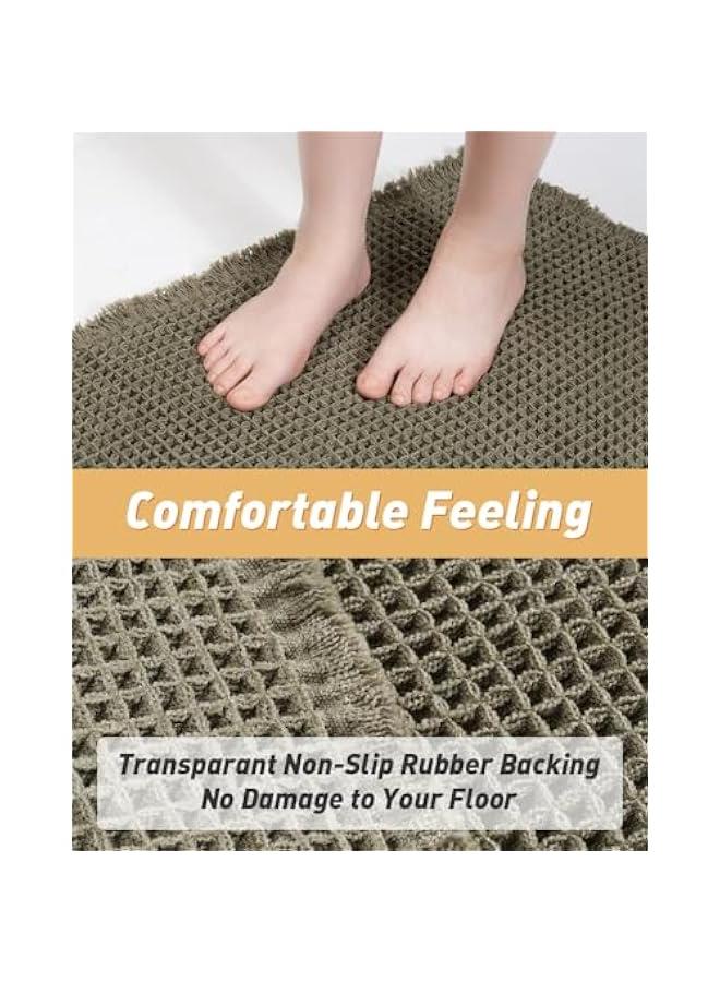 Upgraded Waffle Bath Mat, Super Absorbent Non Slip Bath Mats for Bathroom Floor, Machine Washable Bathroom Rugs with Tassels, Rubber Backed Bathroom Mats, Ultra Soft, 18 x 30, Green  - Image 4