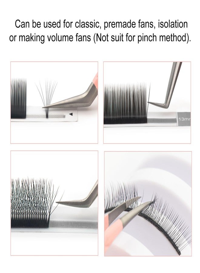 COZBIRD Fiber Tips Curved Versatile Tweezers for Eyelash Extensions Volume Lashes or Isolation Diamond Grip High Precision Stainless Steel Pink (C-11 - Image 5