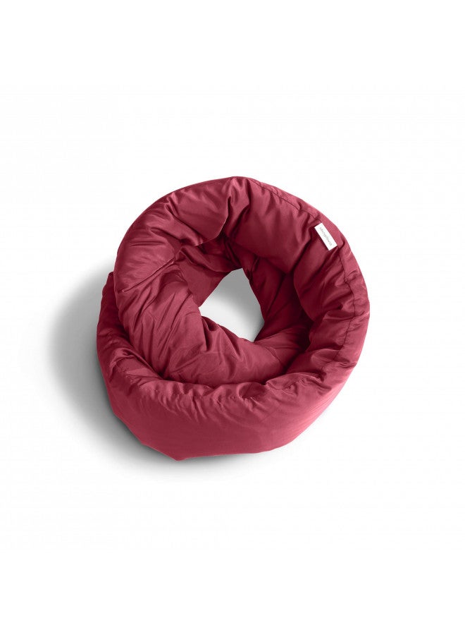 Huzi Huzi Infinity Pillow - Home Travel Soft Neck Scarf Support Sleep (Burgundy)  - Image 1