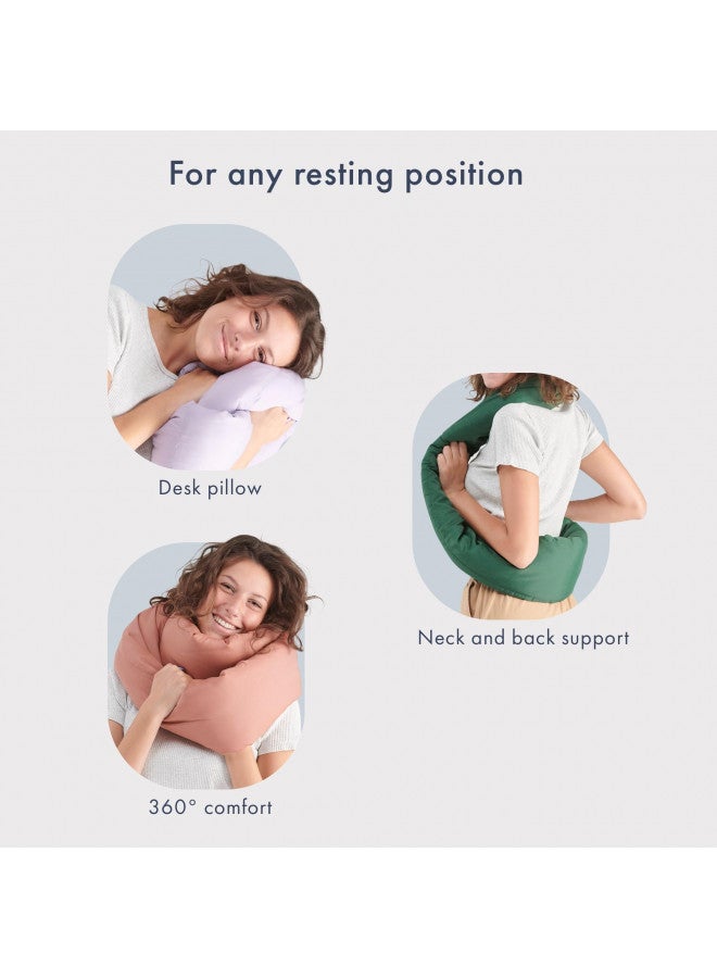 Huzi Huzi Infinity Pillow - Home Travel Soft Neck Scarf Support Sleep (Burgundy)  - Image 5