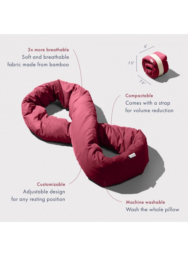Huzi Huzi Infinity Pillow - Home Travel Soft Neck Scarf Support Sleep (Burgundy)  - Image 3