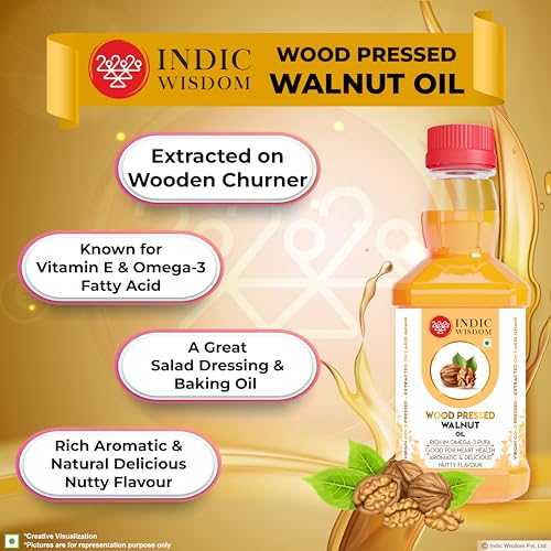 IndicWisdom Wood Pressed Walnut Oil 200 ml (Cold Pressed Walnut Oil - Extracted on Wooden Churner) - Image 2