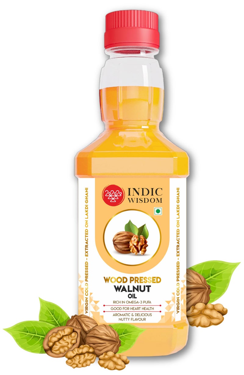 IndicWisdom Wood Pressed Walnut Oil 200 ml (Cold Pressed Walnut Oil - Extracted on Wooden Churner) - Image 1