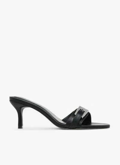 Celeste Women's Buckle Embellished Slip-On Sandals with Stiletto Heels