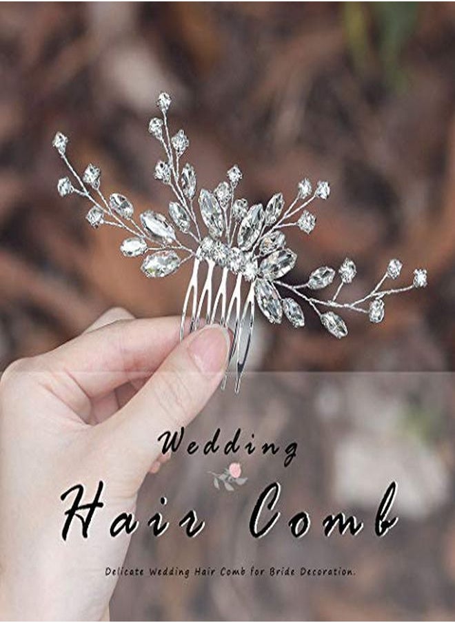 Unicra Bride Silver Wedding Hair Comb Sparkly Crystal Bridal Hair Piece Rhinestone Hair Accessorie For Women And Girls (A-Silver)  - Image 5