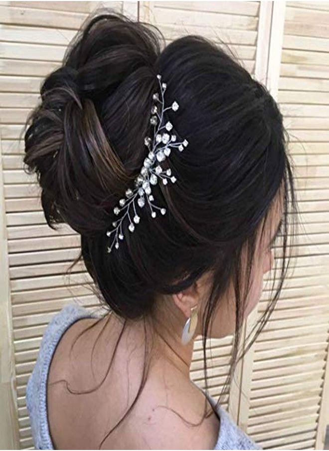 Unicra Bride Silver Wedding Hair Comb Sparkly Crystal Bridal Hair Piece Rhinestone Hair Accessorie For Women And Girls (A-Silver)  - Image 4