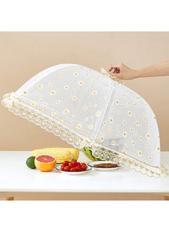O Ozone Pop Up Picnic Net Food Cover Tent Mesh Food Cover Tent Large Size Reusable White Food Umbrella Avoid fly and insects flying into your food- White  - Image 1