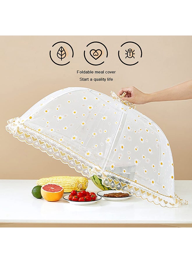 O Ozone - Pop Up Picnic Net Food Cover Tent Mesh Food Cover Tent Large Size Reusable White Food Umbrella Avoid fly and insects flying into your food- White - Image 1