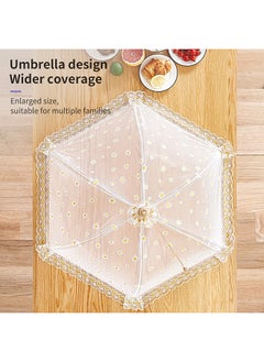 O Ozone Pop Up Picnic Net Food Cover Tent Mesh Food Cover Tent Large Size Reusable White Food Umbrella Avoid fly and insects flying into your food- White  - Image 3