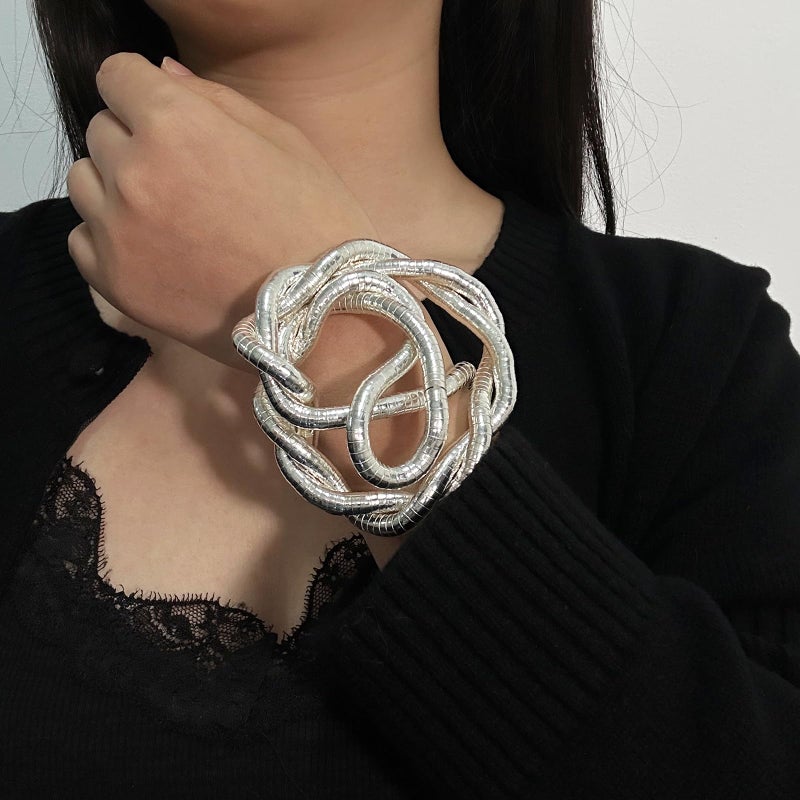 HTH Bendable Snake Necklace Flexible Adjustable Snake Choker Necklace Bracelet Accessories (Silver) - Image 3