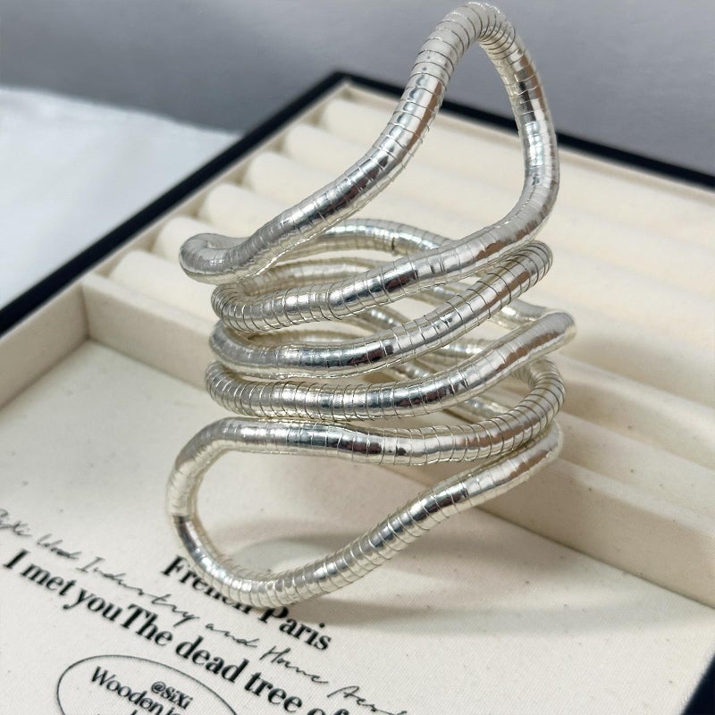 HTH Bendable Snake Necklace Flexible Adjustable Snake Choker Necklace Bracelet Accessories (Silver) - Image 4